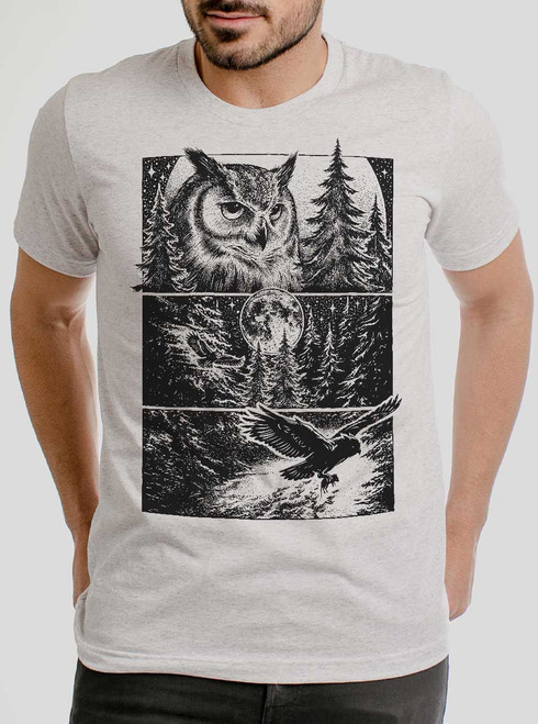 Night Hunter - Black on Heather White Triblend Mens T Shirt