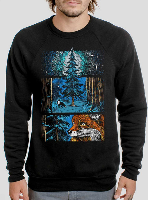 Whisper in the Woods - Multicolor on Black Men's Sweatshirt