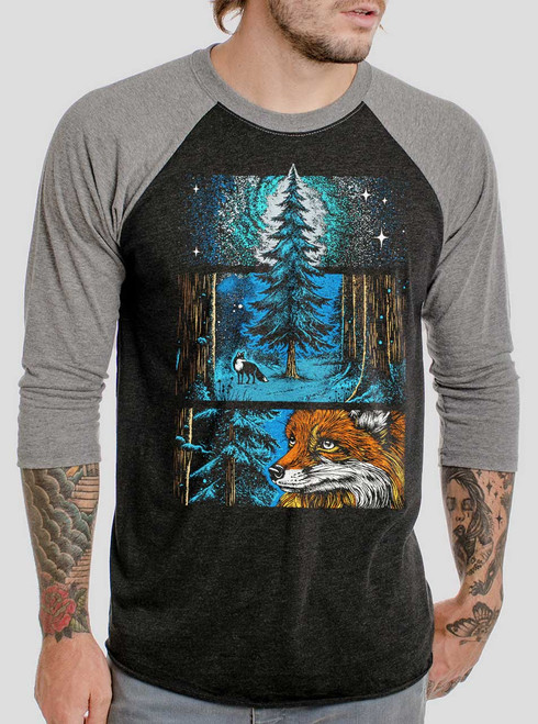 Whisper in the Woods - Multicolor on Heather Black and Grey Triblend Raglan