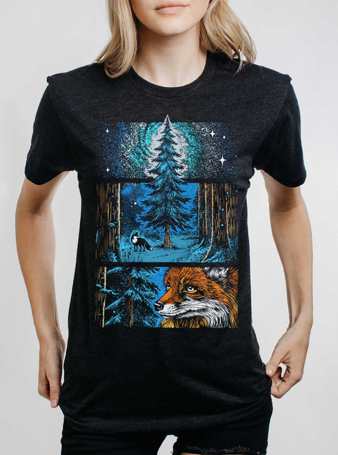 Whisper in the Woods - Multicolor on Heather Black Triblend Womens Unisex T Shirt