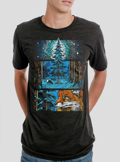 Whisper in the Woods - Multicolor on Heather Black Triblend Mens T Shirt
