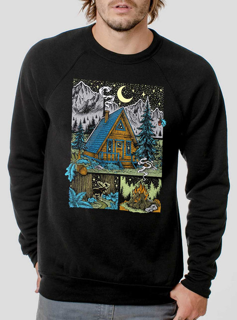 Winter Cabin - Multicolor on Black Men's Sweatshirt