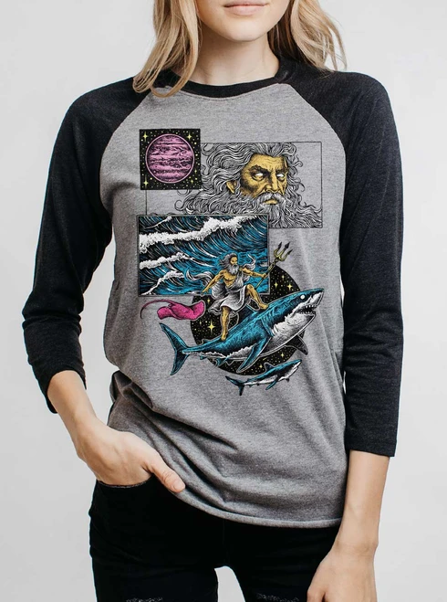 Neptune - Multicolor on Heather Grey and Black Triblend Womens Raglan