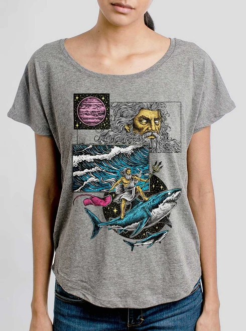 Neptune - Multicolor on Heather Grey Triblend Womens Dolman T Shirt