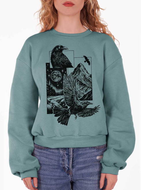 Night Guardians - Black on Arctic Women's Balloon Sleeve Sweatshirt