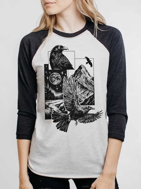 Night Guardians - Black on Heather White and Black Triblend Womens Raglan