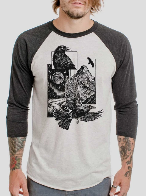 Night Guardians - Black on Heather White and Black Triblend Raglan