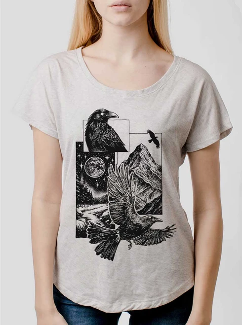 Night Guardians - Black on Heather White Triblend Womens Dolman T Shirt
