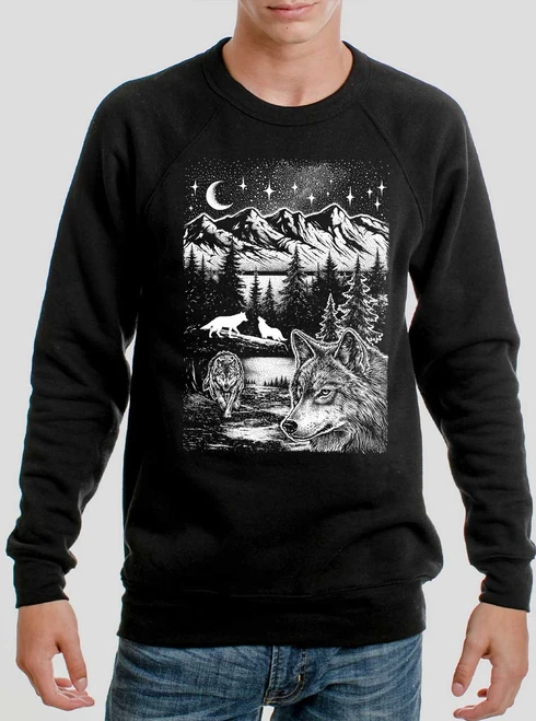 Wolf Pack - White on Black Men's Sweatshirt