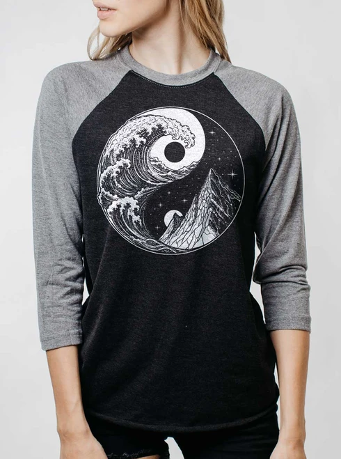 Duality - White on Heather Black and Grey Triblend Womens Raglan