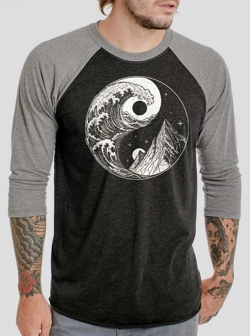 Duality - White on Heather Black and Grey Triblend Raglan