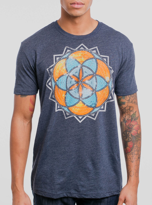 Life - Multicolor on Heather Navy Mens T Shirt - Curbside Clothing