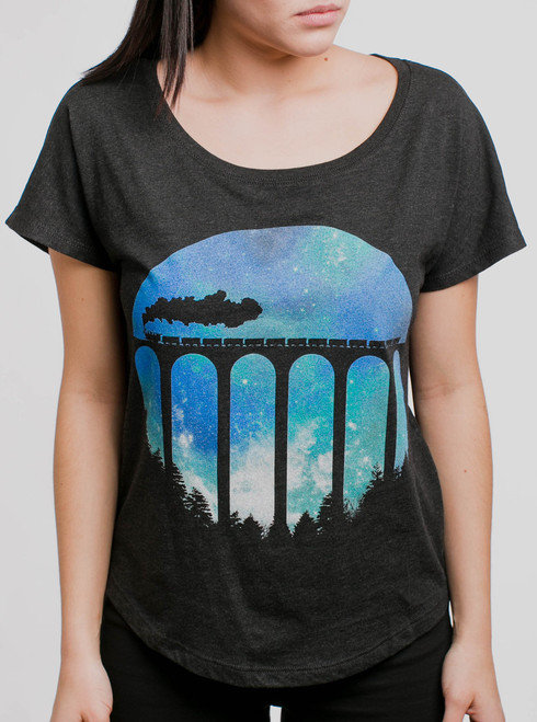 Night Train - Multicolor on Black Triblend Womens Dolman T Shirt