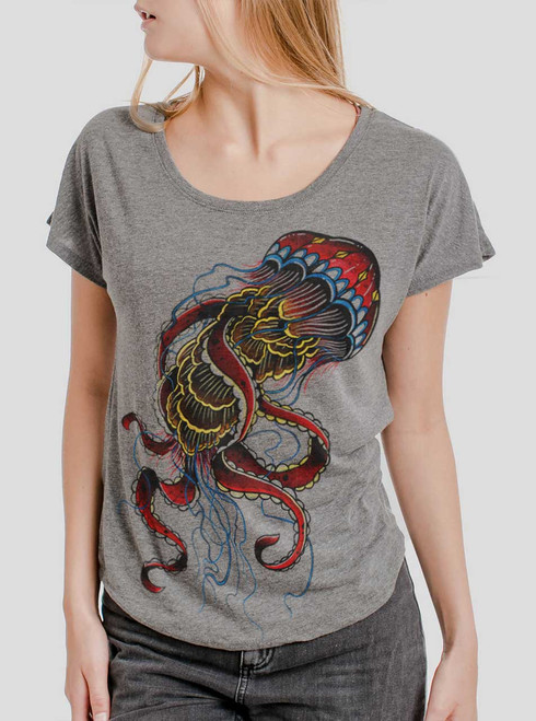 Jelly - Multicolor on Heather Grey Triblend Womens Dolman T Shirt