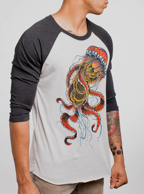 Jelly - Multicolor on Heather White and Black Triblend Raglan