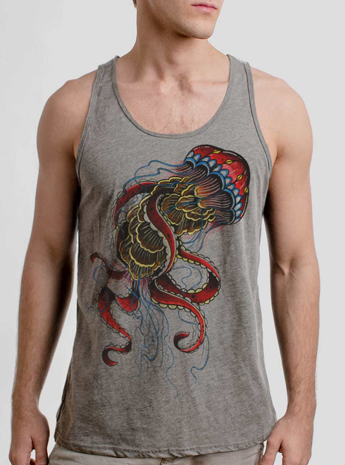 Jelly - Multicolor on Heather Grey Triblend Mens Tank Top