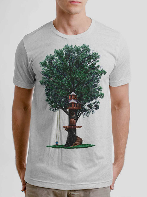Tree House - Multicolor on Heather White Triblend Mens T Shirt