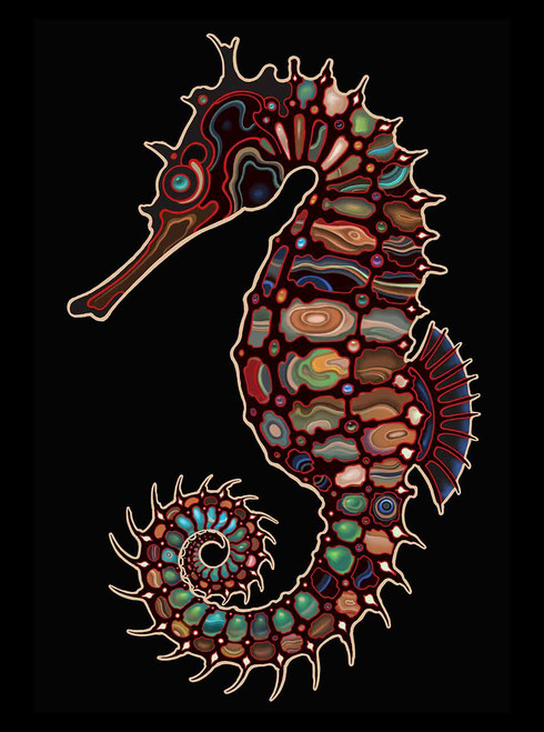 Seahorse - Multicolor on Heather Black Triblend Mens T Shirt - Curbside ...
