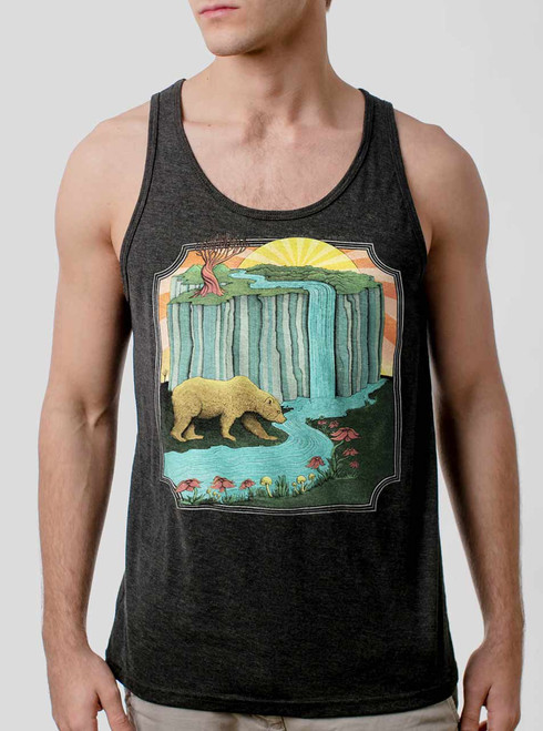 Bear Country - Multicolor on Heather Black Triblend Mens Tank Top