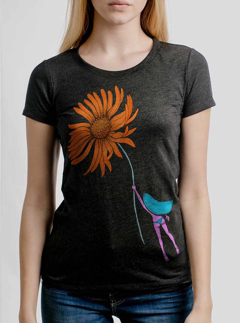 Flower Power - Multicolor on Heather Black Triblend Mens T Shirt