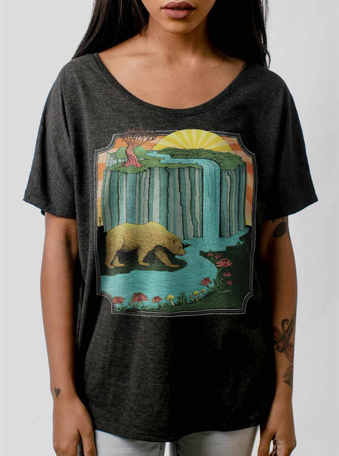 Bear Country - Multicolor on Heather Black Triblend Womens Dolman T Shirt