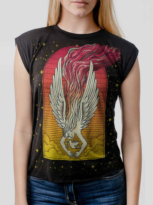 Angel - Multicolor on Black Women's Rolled Cuff T-Shirt Angel - Multicolor on Black Women's Rolled Cuff T-Shirt