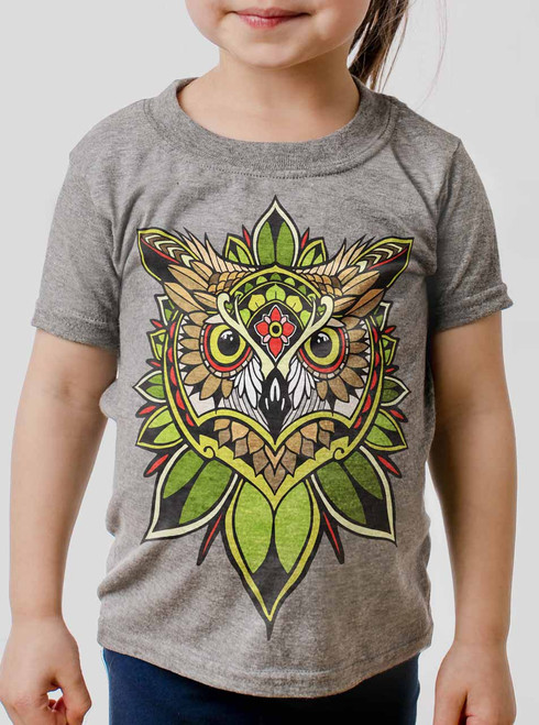 Owl - Multicolor on Heather Grey Toddler T-Shirt
