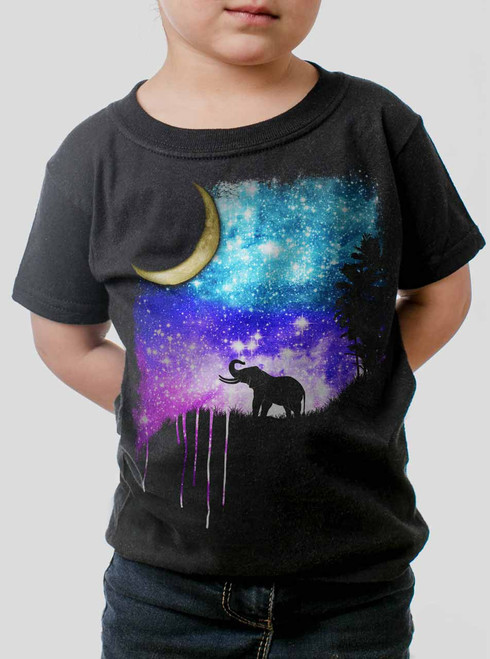 Elephant Moon - Multicolor on Black Toddler T-Shirt - Curbside Clothing