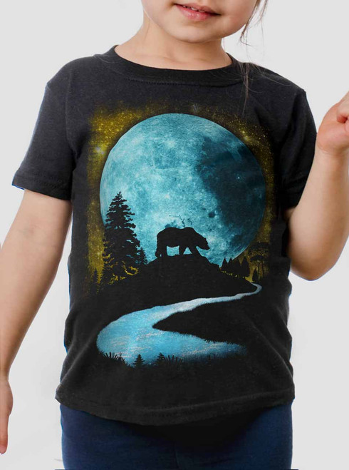 Bear Moon - Multicolor on Black Toddler T-Shirt