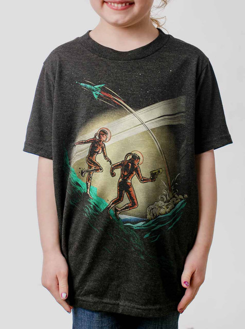 Space Travelers - Multicolor on Heather Black Triblend Youth T-Shirt