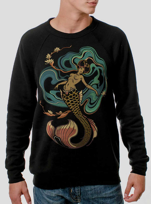 Mermaid - Multicolor on Black Men's Sweatshirt
