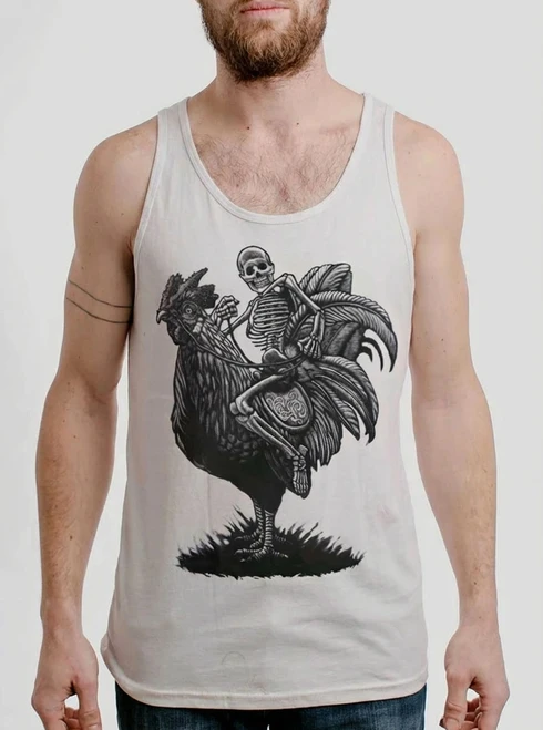 Rooster Ride - Black on White Mens Tank Top