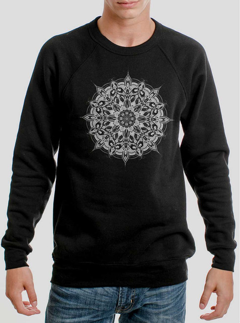 machatt forme pullover flower ブラック Floral Mum - White on Black Men's Sweatshirt - Curbside Clothing
