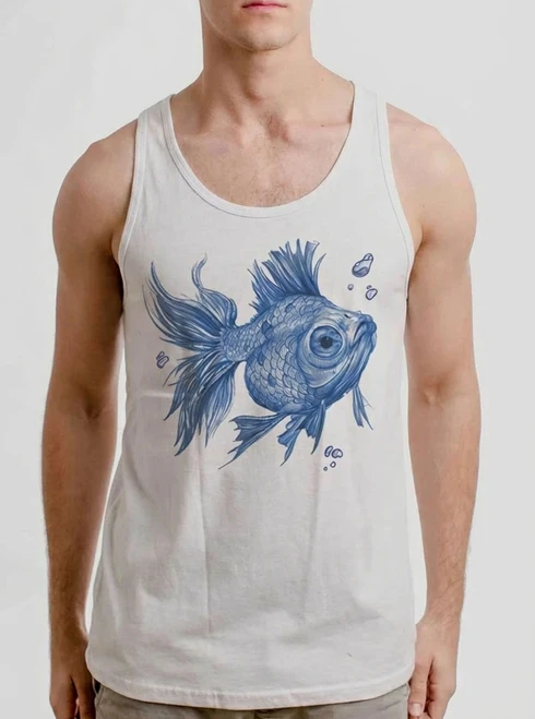 Blue Fish - Blue on White Mens Tank Top