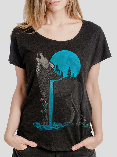 Lady And The Wolf Multicolor On Heather Black Triblend Womens