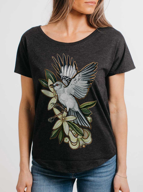 Blue Heron - Multicolor on Heather Black Triblend Womens Dolman T