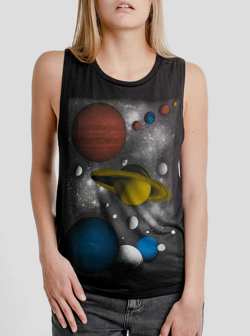 Solar - Multicolor on Black Womens Muscle Tank - Curbside Clothing