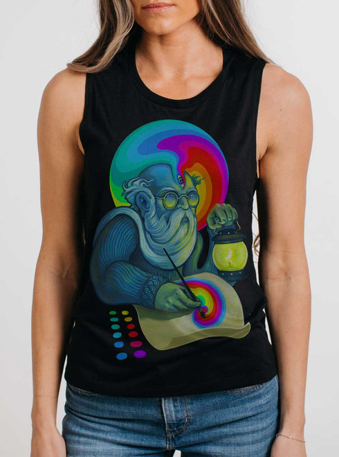 Inspiration - Multicolor on Black Womens Muscle Tank
