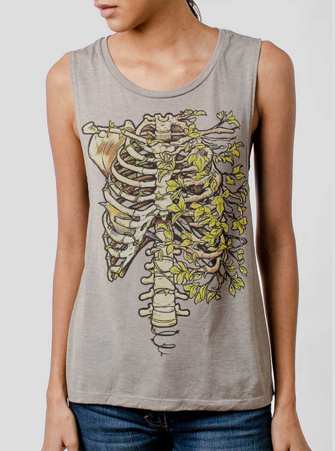 Big Cat - Multicolor on Heather Stone Womens Muscle Tank