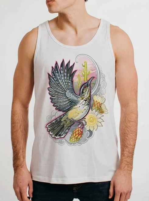 Cactus Wren - Multicolor on White Mens Tank Top