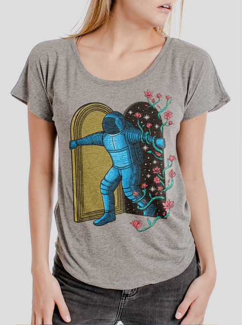 New Dimension - Multicolor on Heather Grey Triblend Womens Dolman T Shirt