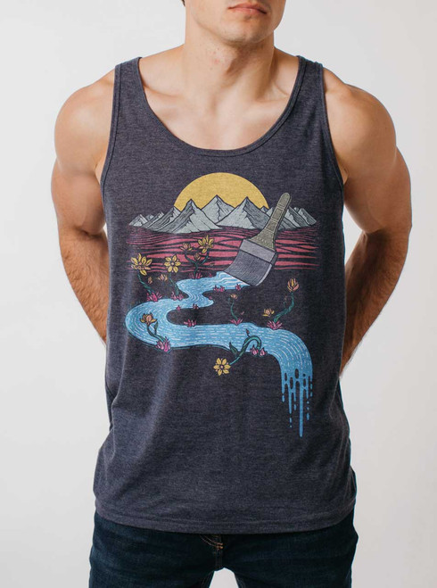 Naturally Creative - Multicolor on Heather Navy Triblend Mens Tank Top ...