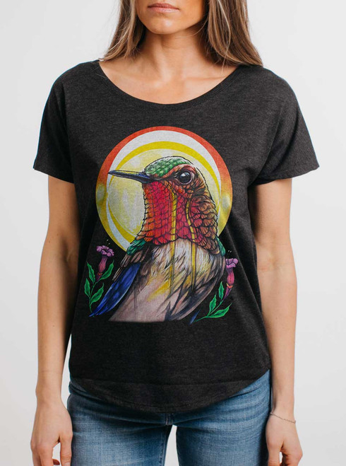 Flower Kisser - Multicolor on Heather Black Triblend Womens Dolman T Shirt