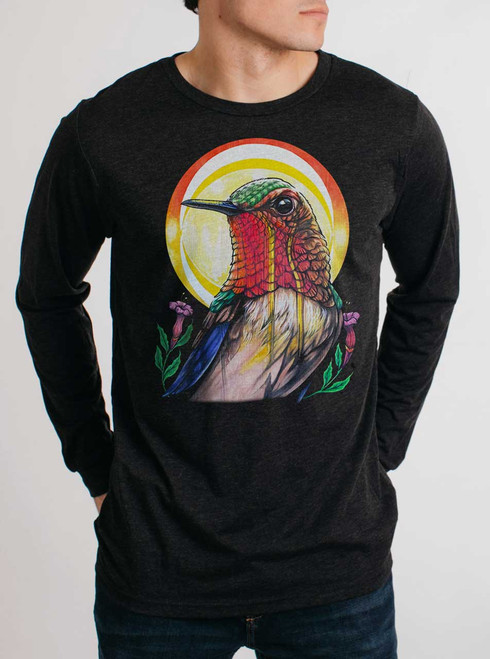 Flower Kisser - Multicolor on Heather Black Triblend Men's Long Sleeve