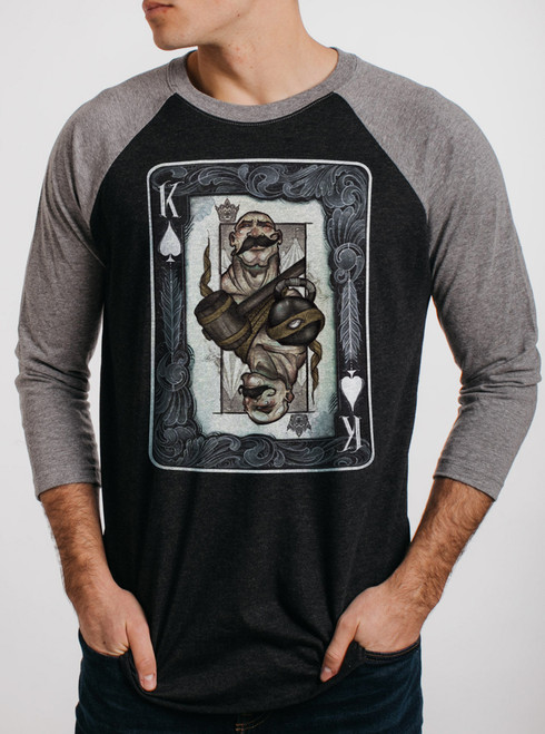 King - Multicolor on Heather Black and Grey Triblend Raglan