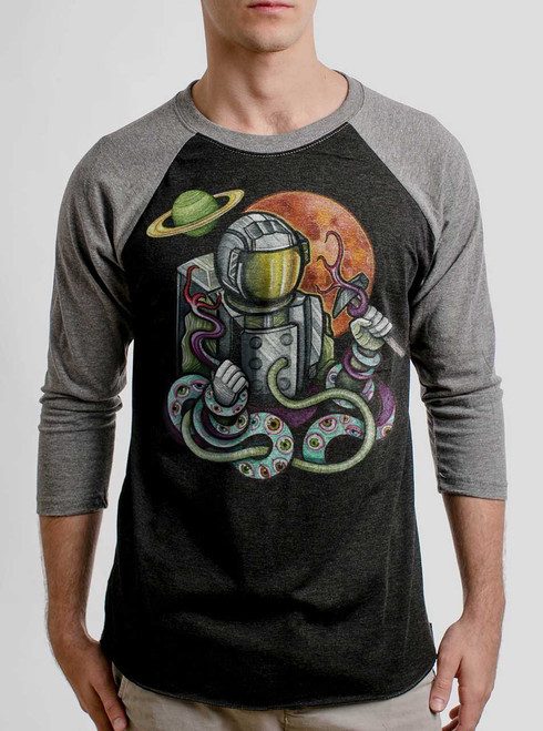 Astro Fight - Multicolor on Heather Black and Grey Triblend Raglan