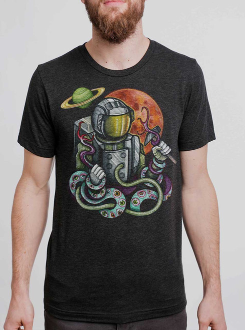 Astro Drip - Multicolor on Heather Black Triblend Mens T Shirt