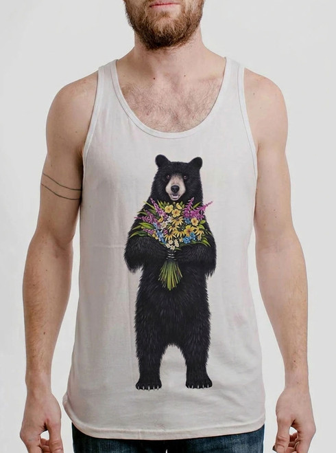 Bear Flowers - Multicolor on White Mens Tank Top