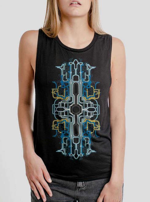 Consciousness Conduit - Multicolor on Black Womens Muscle Tank