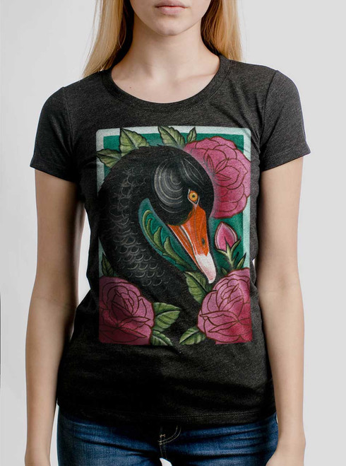 Black Swan - Multicolor on Heather Black Triblend Mens T Shirt
